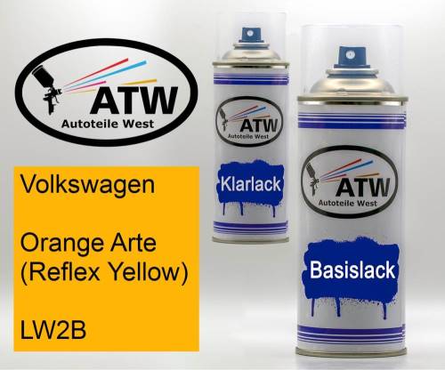 Volkswagen, Orange Arte (Reflex Yellow), LW2B: 400ml Sprühdose + 400ml Klarlack - Set, von ATW Autoteile West.